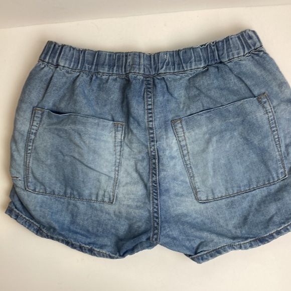 One Teaspoon Denim Chambray Pull-on Shorts Elastic Waist XS Vacation Beach Baggy - Picture 5 of 16